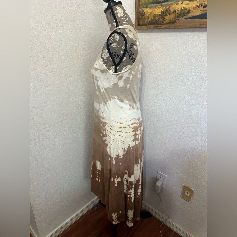 Karen Kane Brown and White Tie-Dye Sleeveless Midi Dress- Size Large - Picture 4 of 4